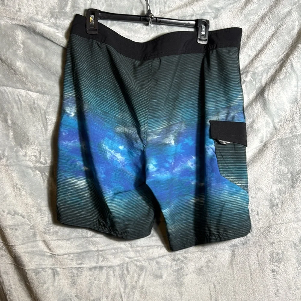 Ocean currents Men's Blue‎ and Black Swim Shorts size 36 no netting swim trunks